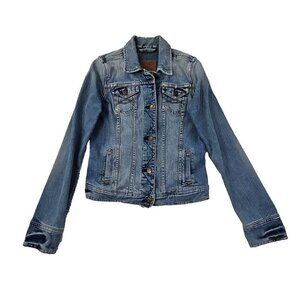Abercrombie and Fitch Heavy Denim Jacket Women's Small Pockets Reinforced EUC LN